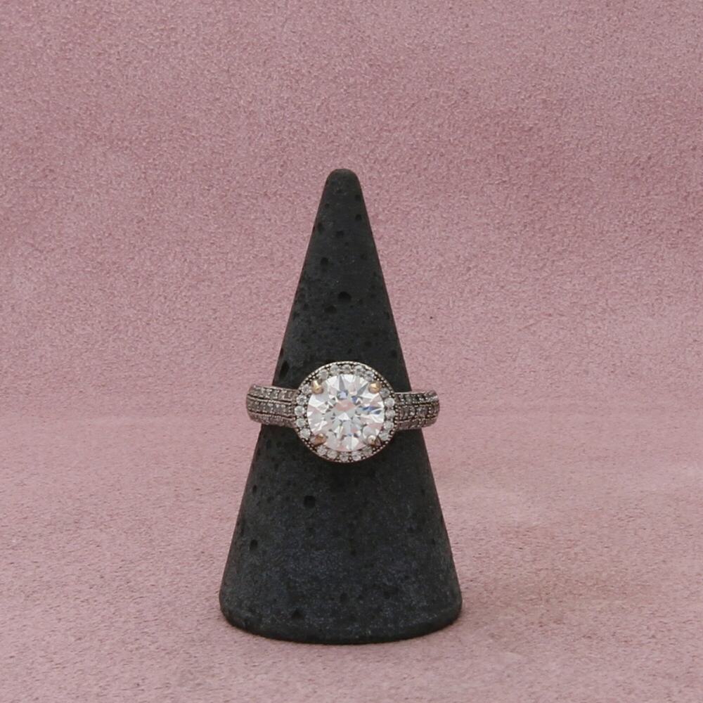 sterling silver round-cut cz halo ring size 7